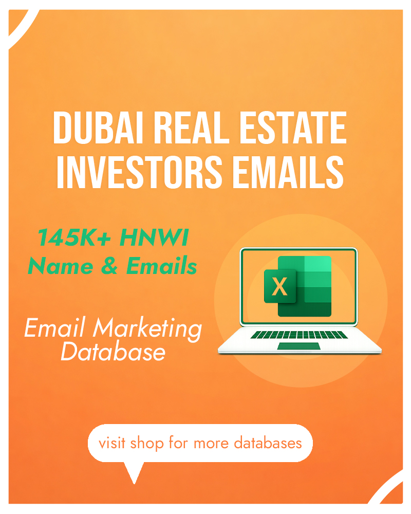 Dubai Real Estate Investor Emails | 145K+ HNWI Leads Database (Digital Download)