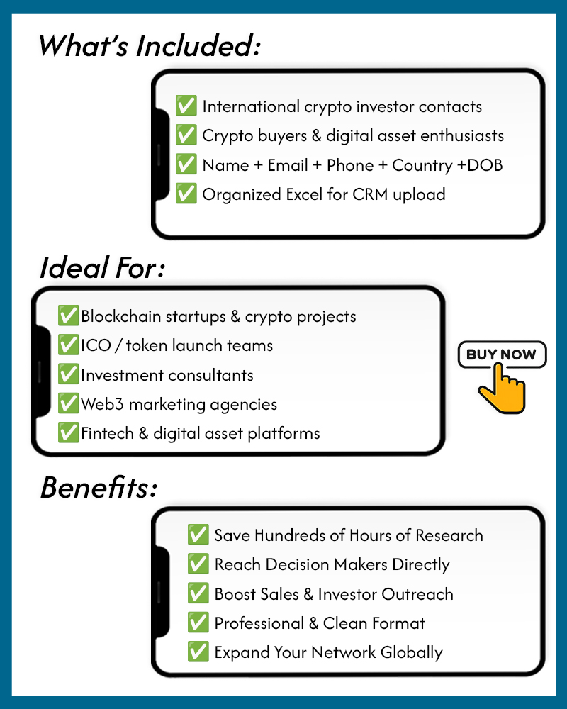 International Crypto Investors Database | Bitcoin, Blockchain, Web3 Leads (Excel)