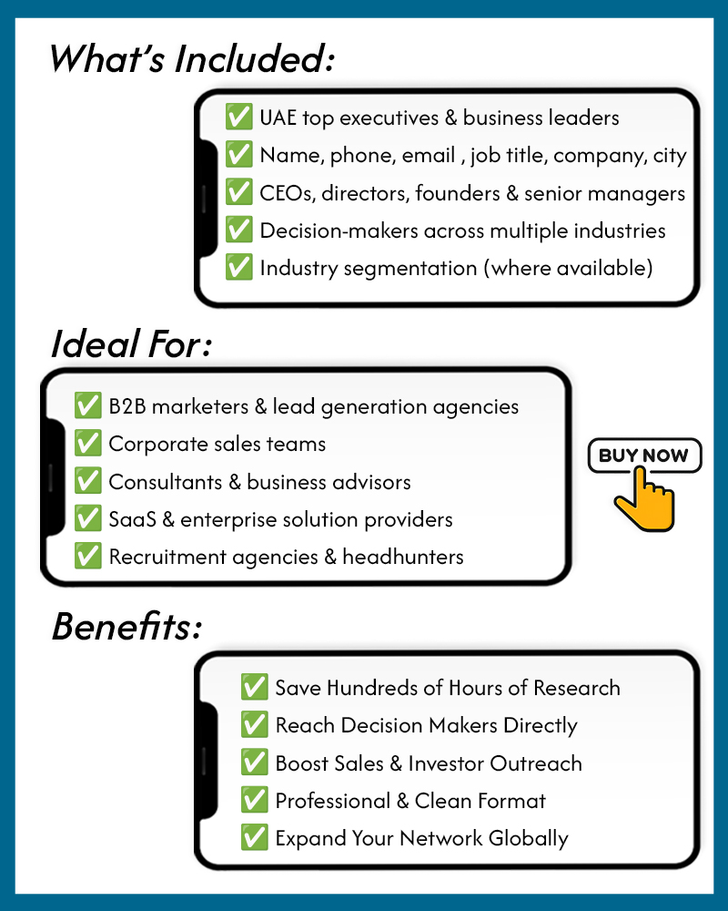UAE Top Executives Leads | CEOs, Directors, Decision Makers | B2B Leads (Excel Download)