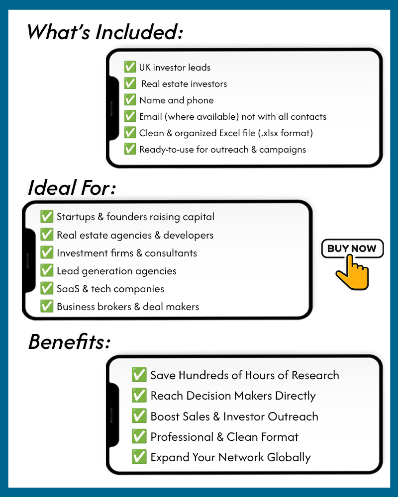 UK Investors Database | United Kingdom Investor Leads | Business & Real Estate Investors List | Excel Download