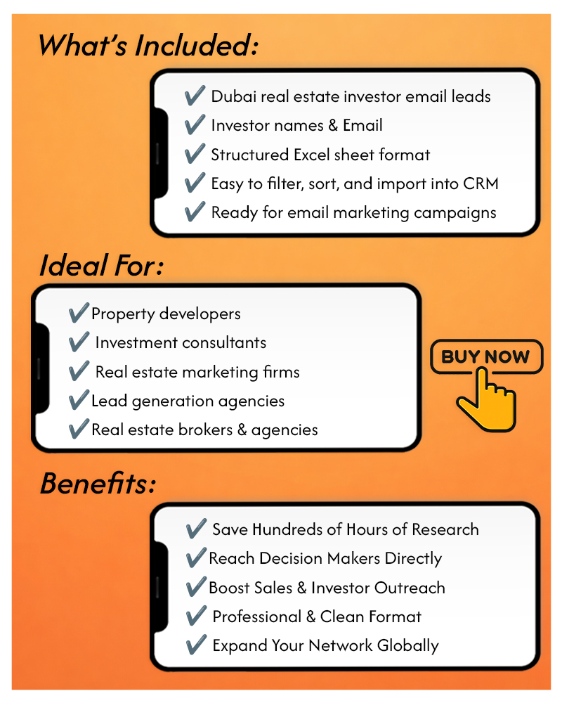Dubai Real Estate Investor Emails | 145K+ HNWI Leads Database (Digital Download)