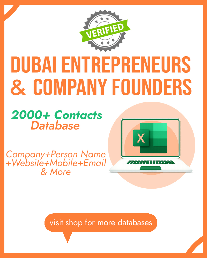 Dubai Startup Founders & CEOs | UAE Entrepreneurs Database | Verified Business Owners Leads | Excel Download