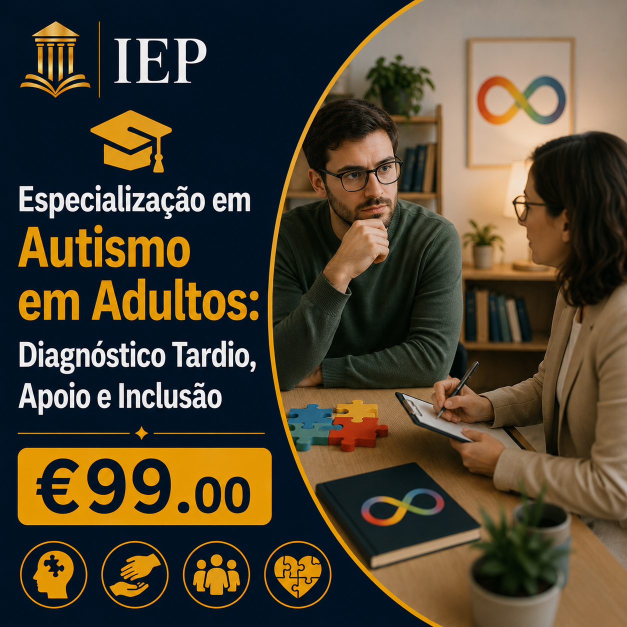 Especialização em Autismo em Adultos: Diagnóstico Tardio, Apoio e Inclusão