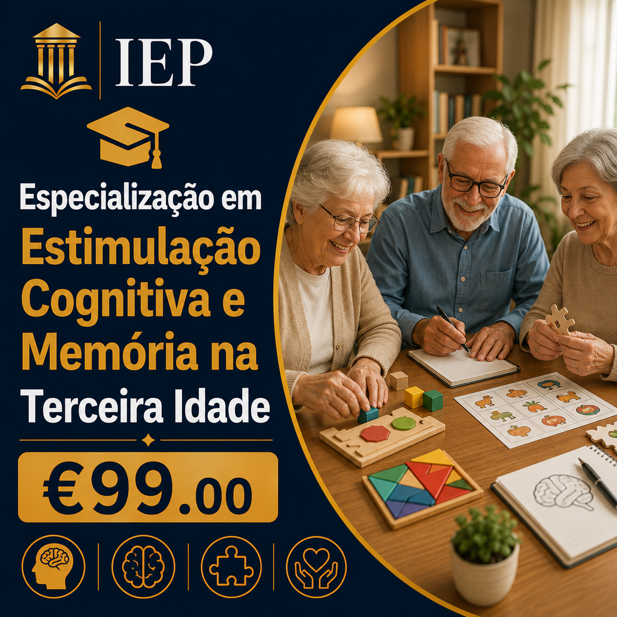 Especialização em Estimulação Cognitiva e Memória na Terceira Idade