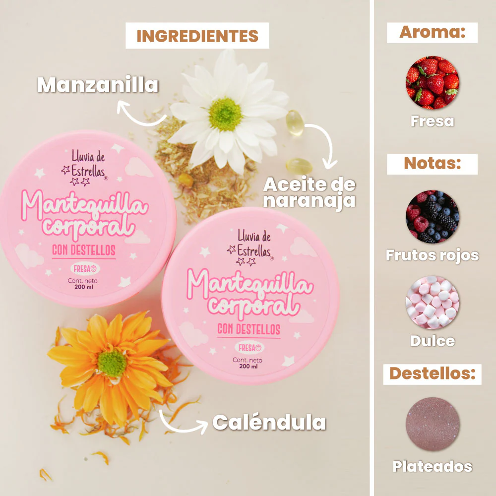 Mantequilla corporal lluvia de estrellas rosada *200 ml