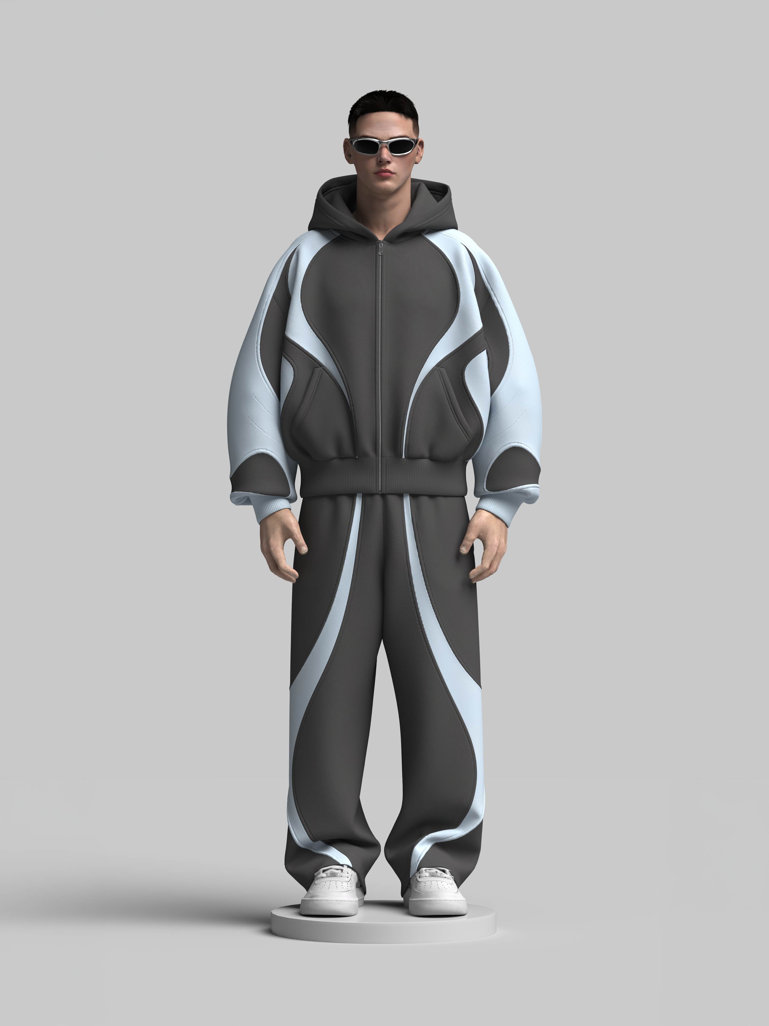 Scuba Zip-Hoodie + Cotton Sweatpants Tracksuit Design