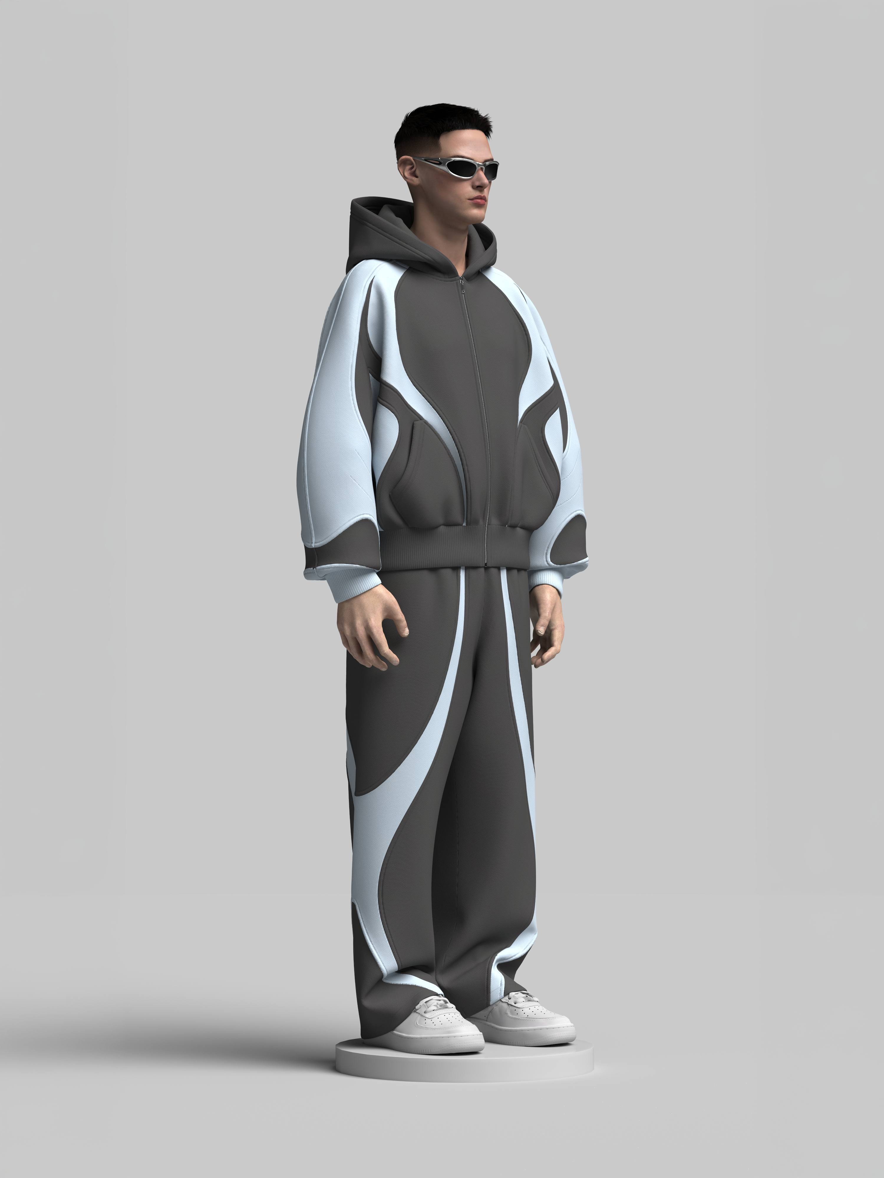 Scuba Zip-Hoodie + Cotton Sweatpants Tracksuit Design