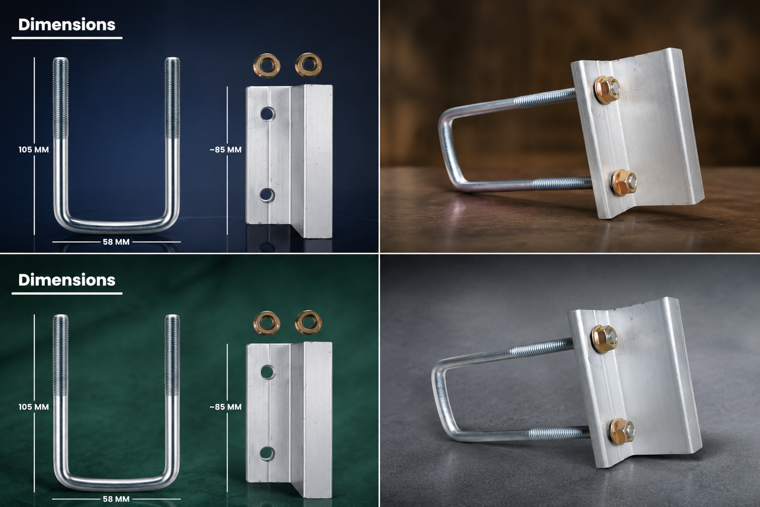 Solar End Clump Z Type Heavy Duty Mounting Set (4” U Bolt)