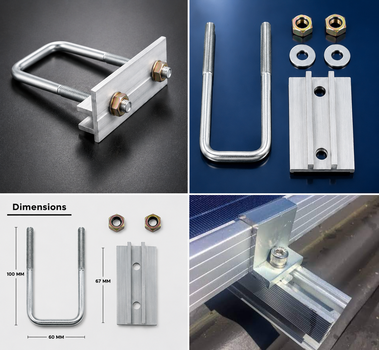Solar Plate Mid Hollow Clump Heavy Duty Mounting Set