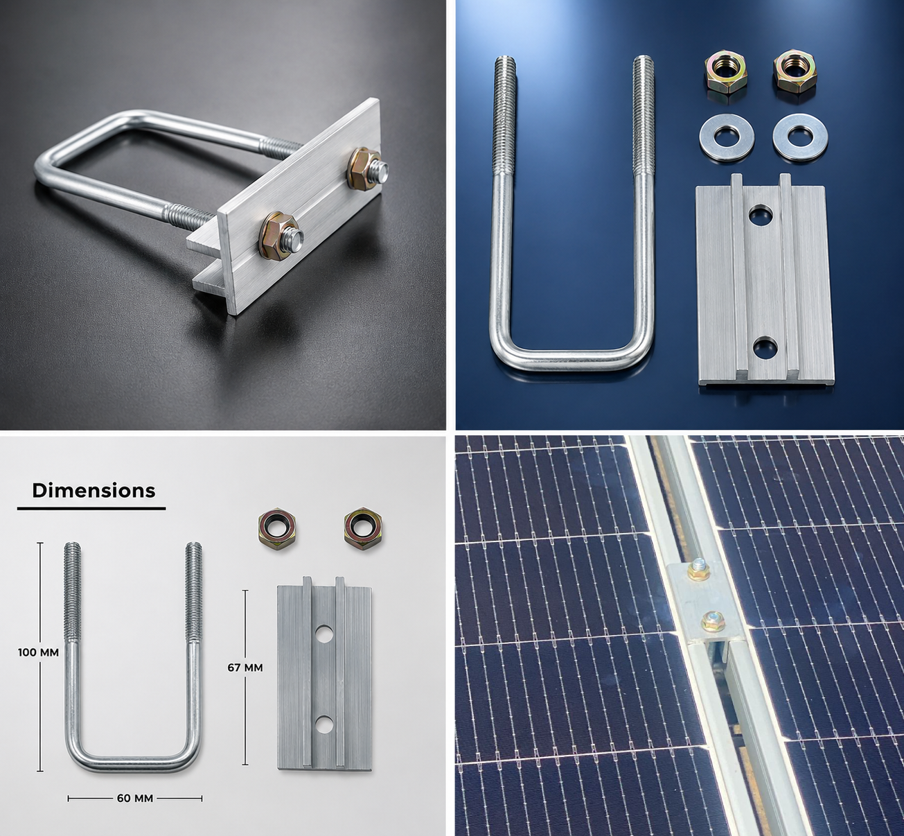 Solar Plate Mid Hollow Clump Heavy Duty Mounting Set