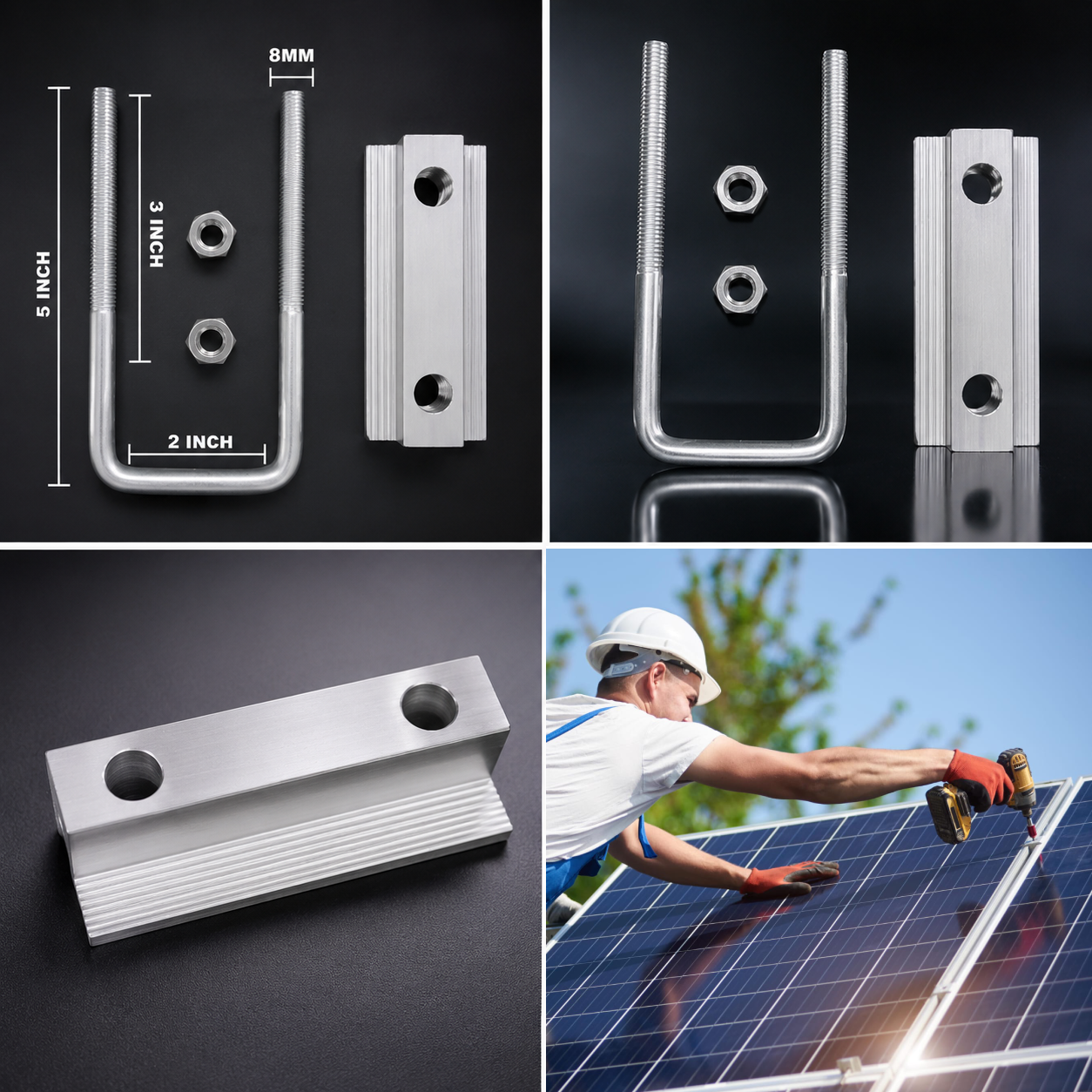 Solar Plate Mid Solid Clump Heavy Duty Mounting Set