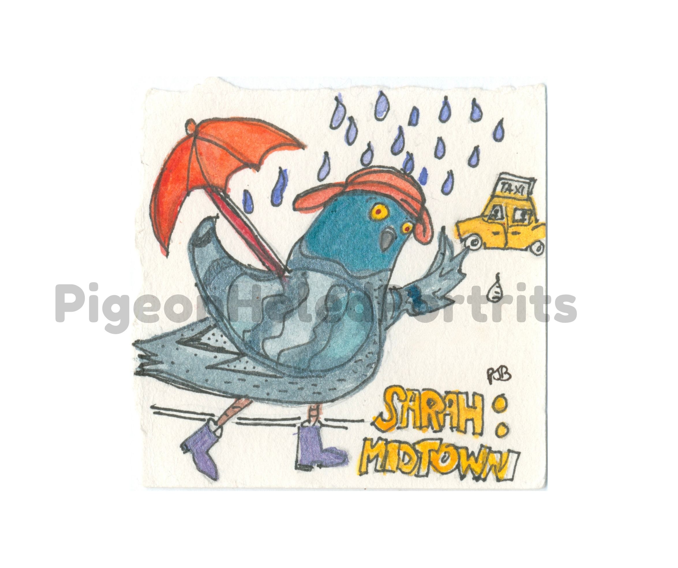 Sarah midtown getting a taxi in the rain Art Print