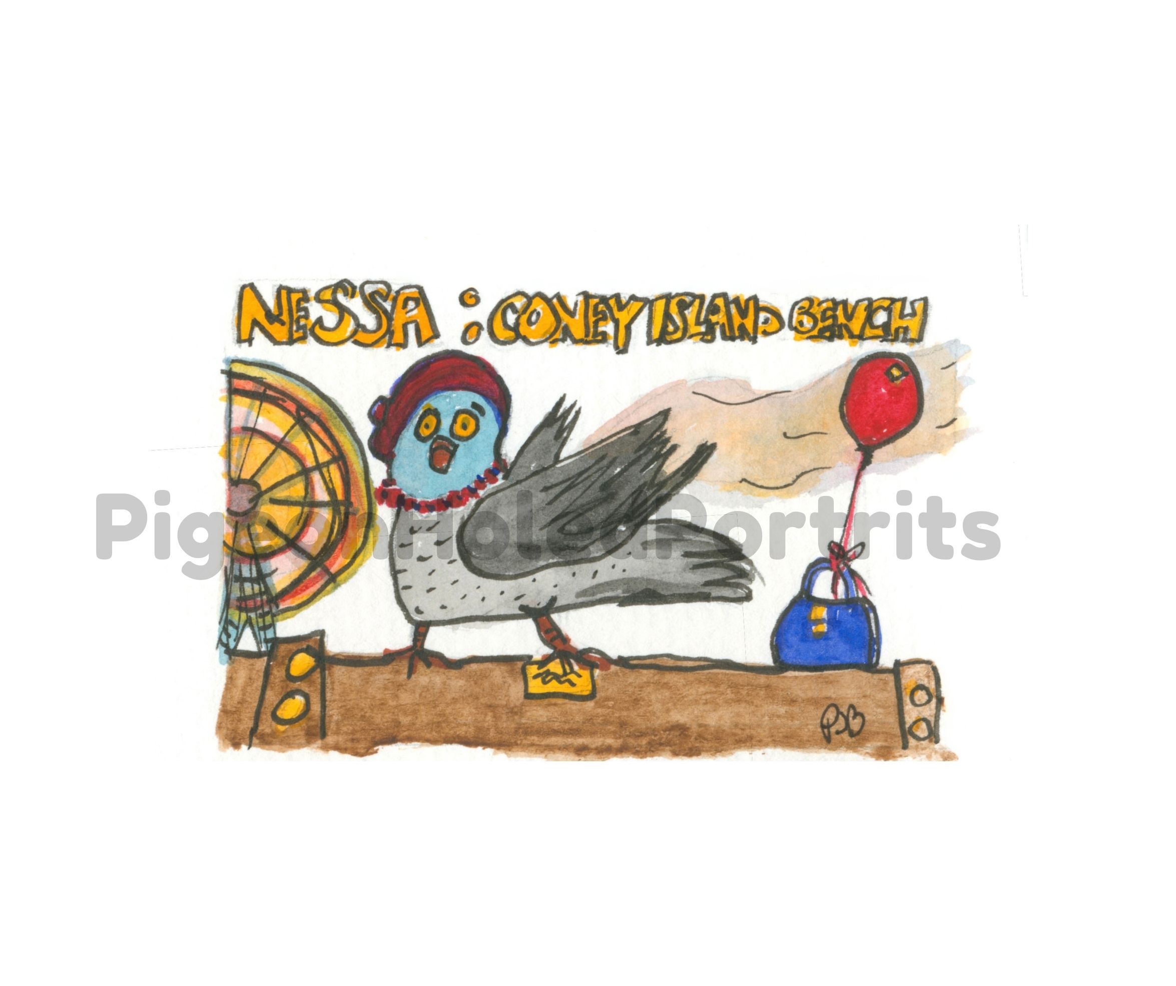 Nessa: Coney Island Bench Art Print