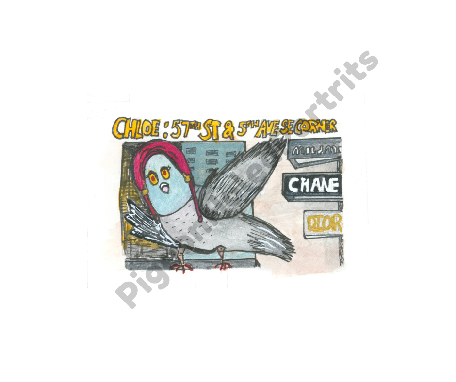 Chloe 57th St. & 5th Ave Pigeon Art Print
