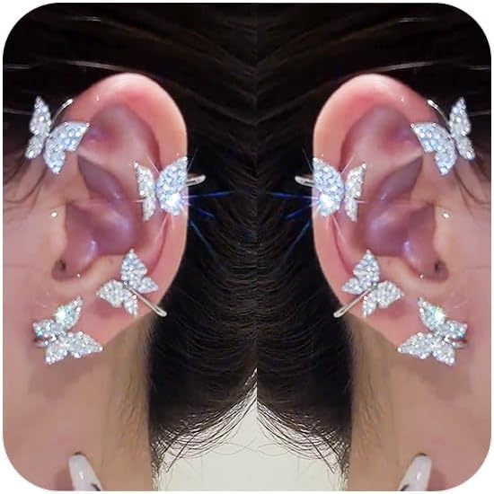 Crystal Butterfly Ear Cuffs