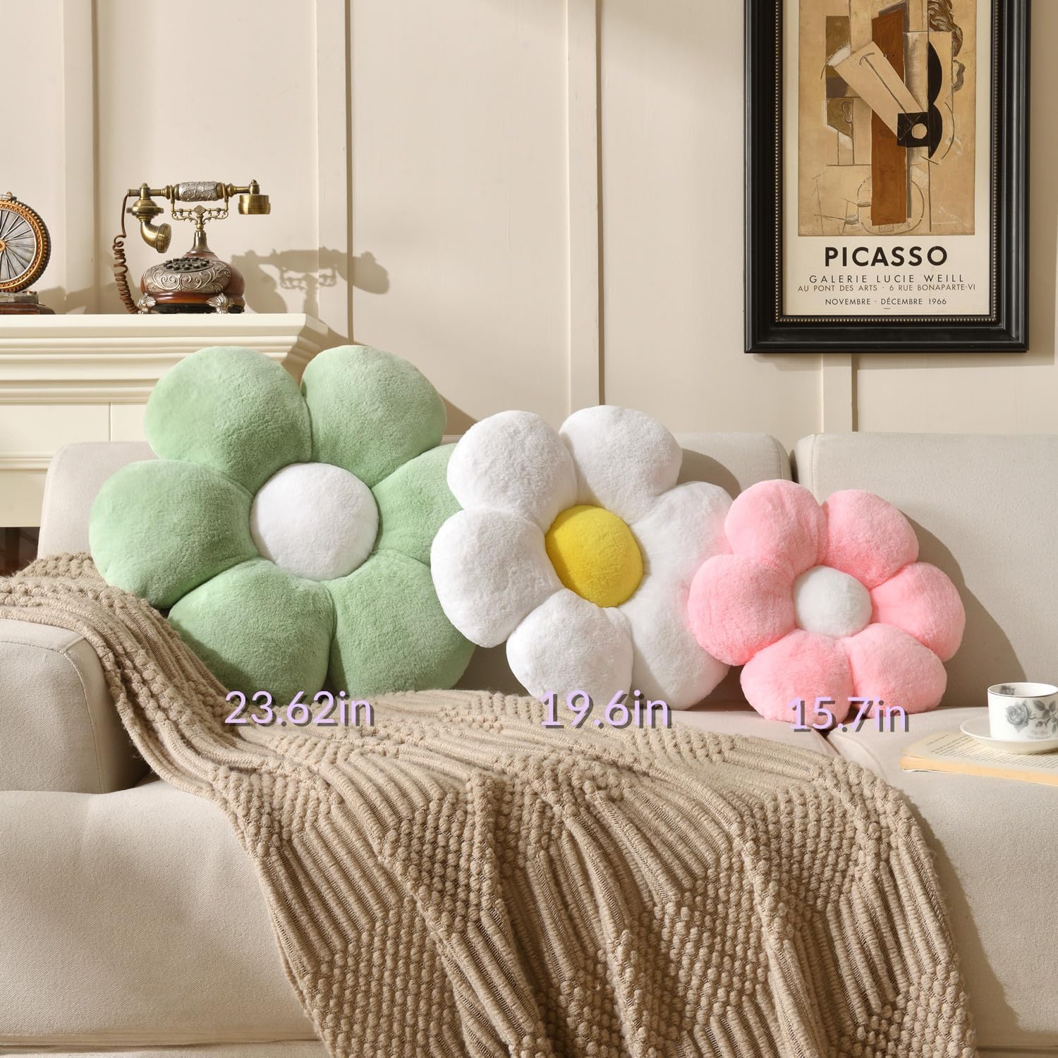 Plush Flower Cushion Set