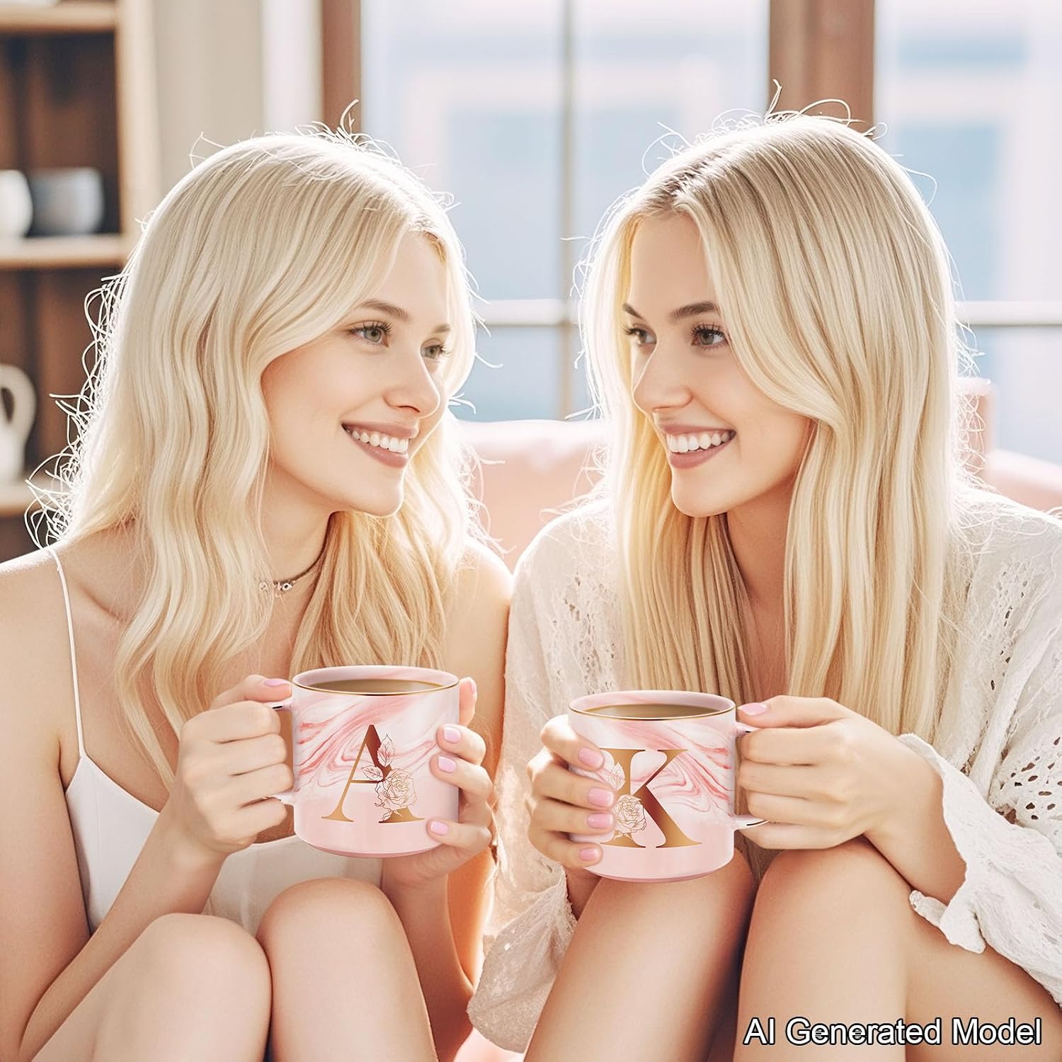 Pink Marble Monogram Mug - J