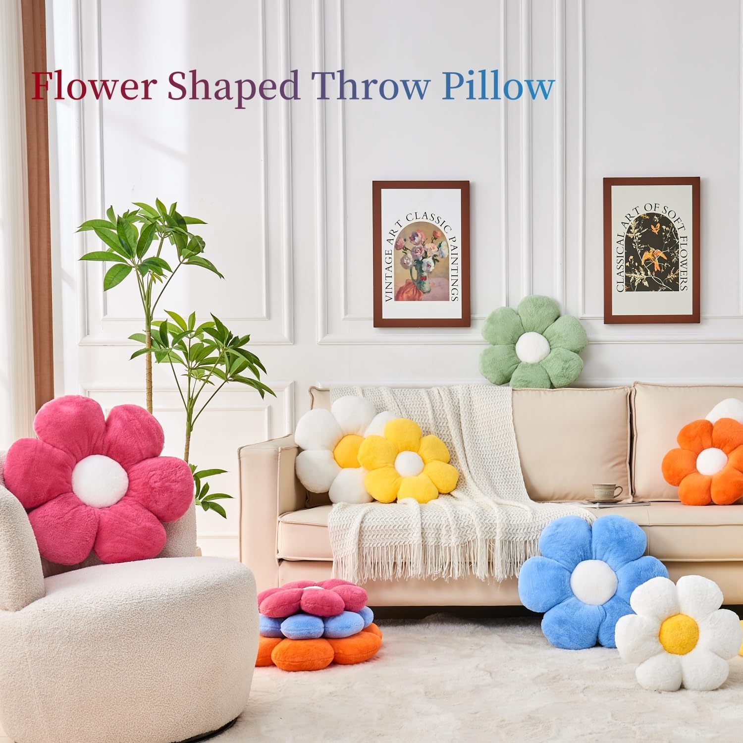 Plush Flower Cushion Set