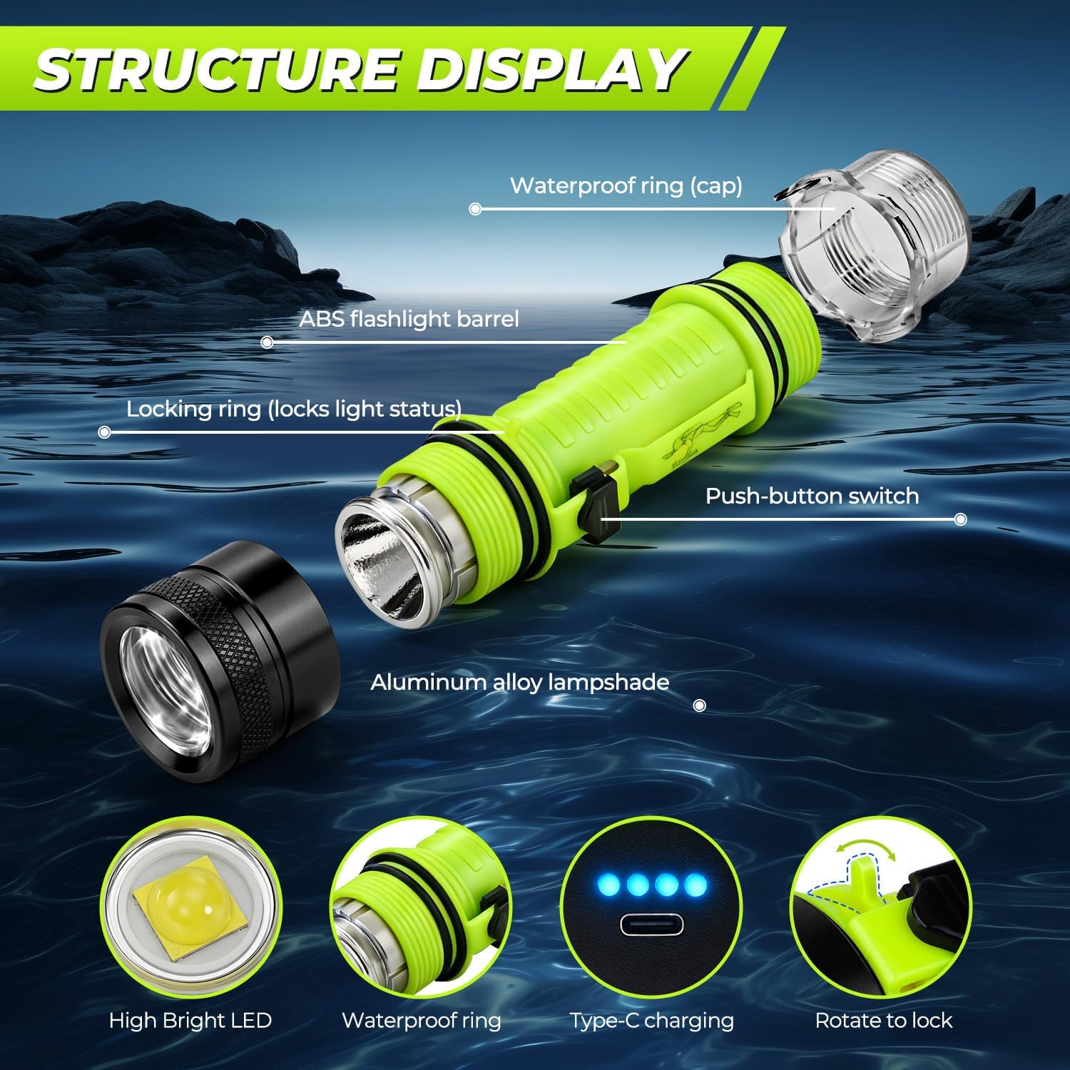Waterproof Diving Flashlight