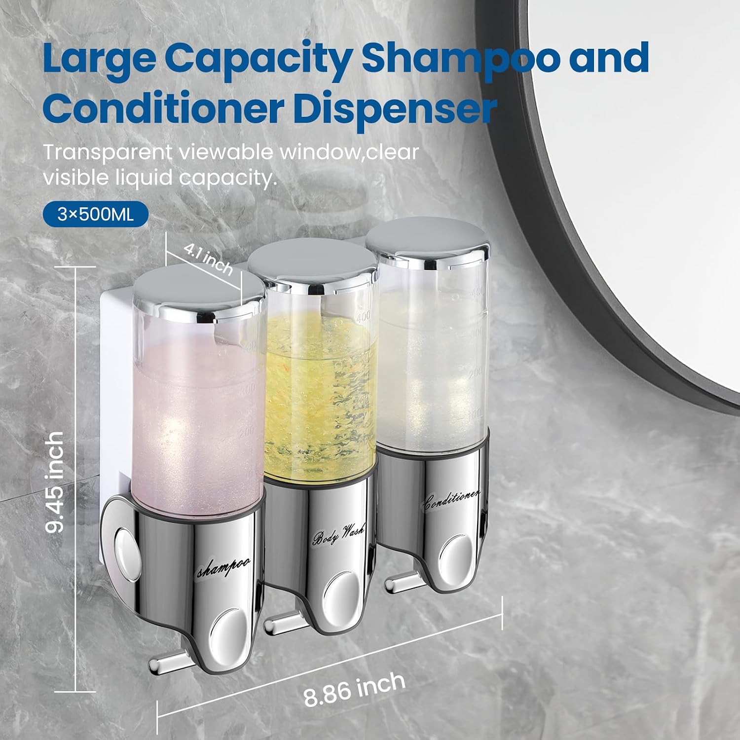 Wall-Mounted Triple Soap Dispenser