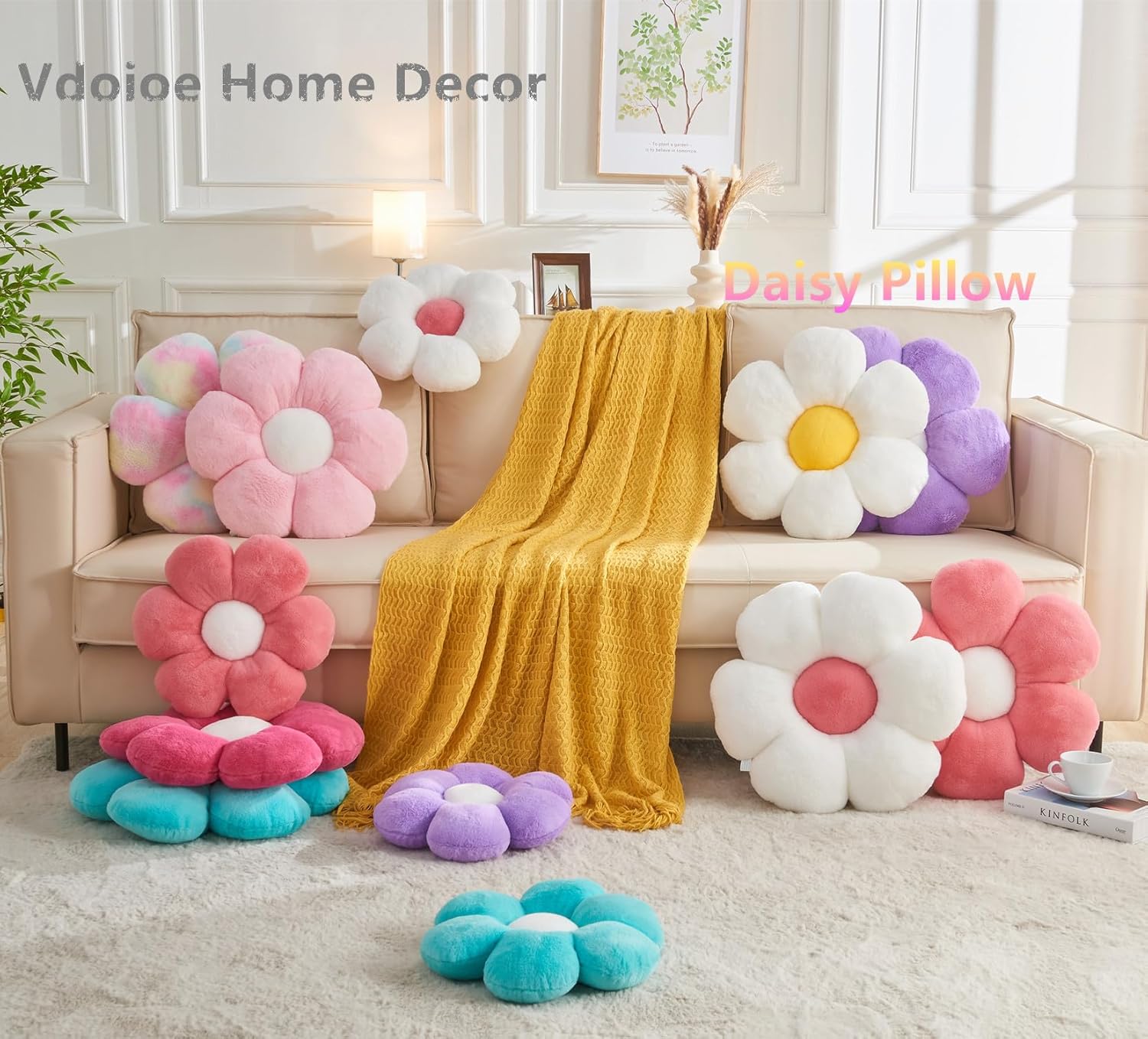 Plush Flower Cushion Set