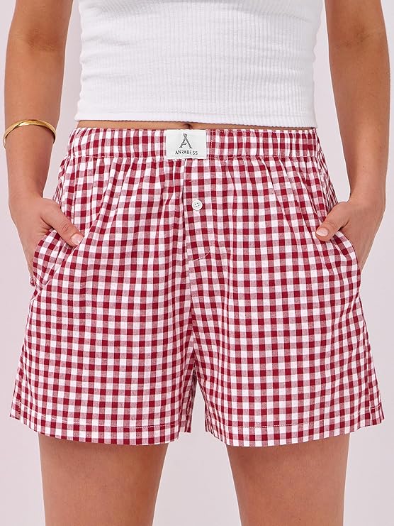 Red Gingham Lounge Shorts
