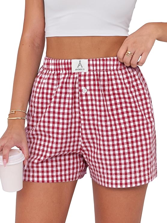 Red Gingham Lounge Shorts
