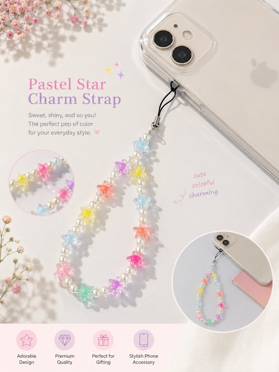 Pastel Star Charm Strap