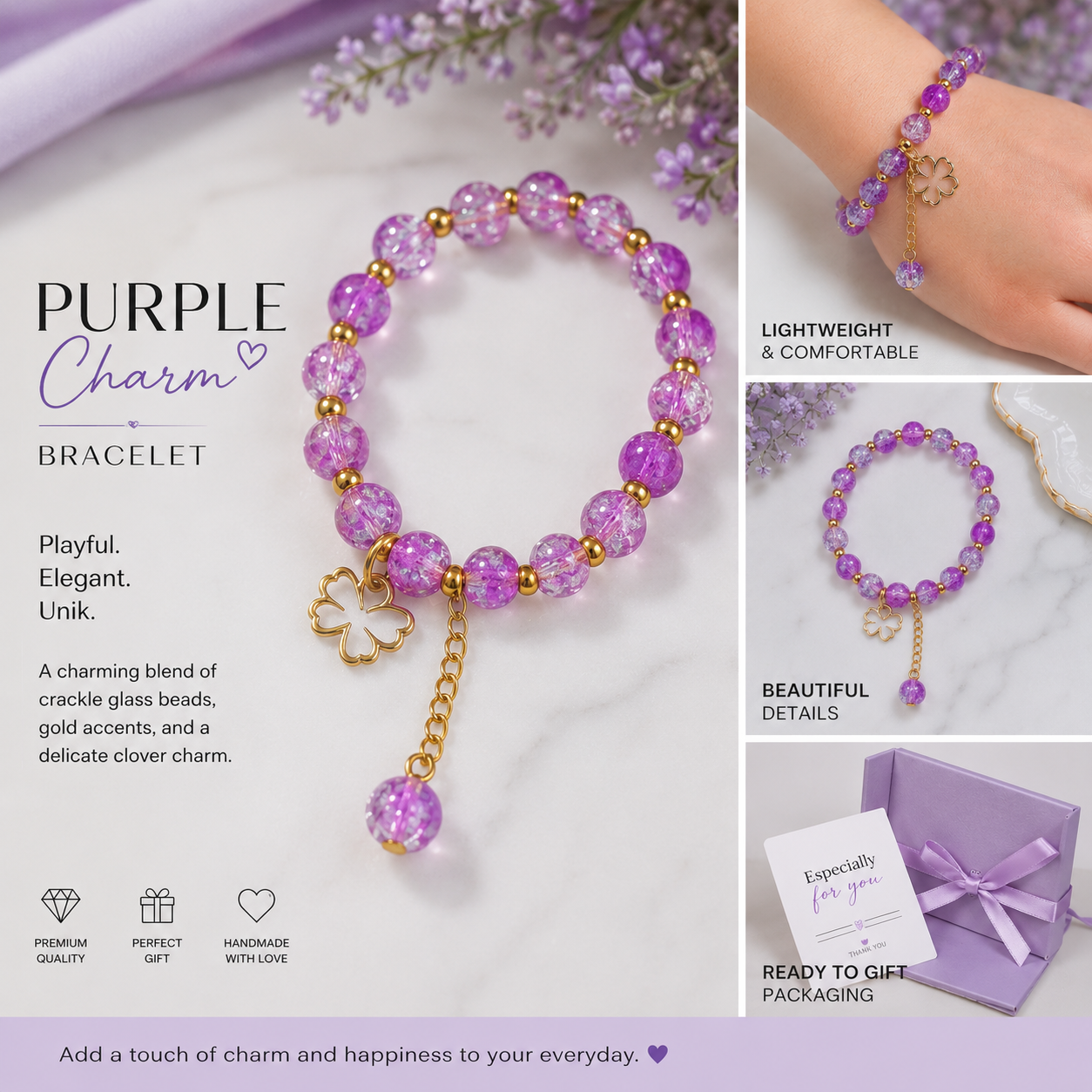 Purple Charm Bracelet