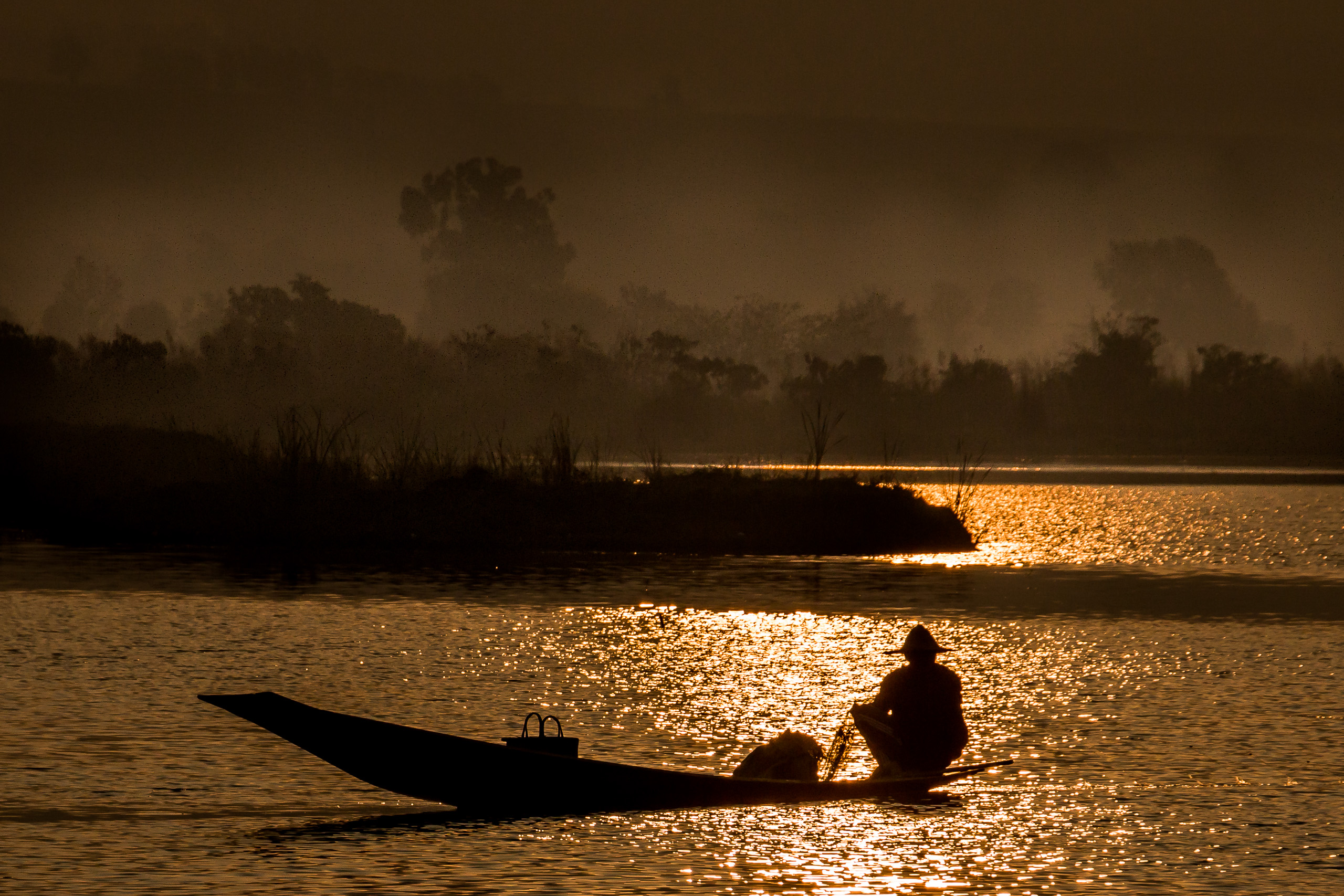 Sunset River Fishing Print
