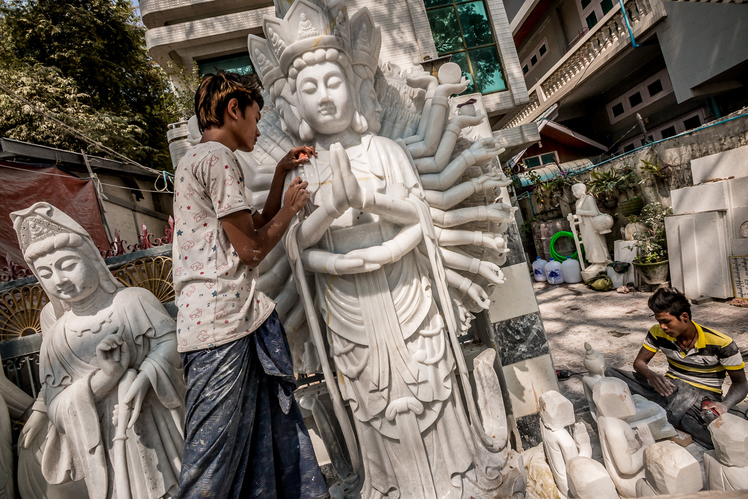 Mandalay Hand-Carved Marble Avalokiteshvara Statue Photo Print