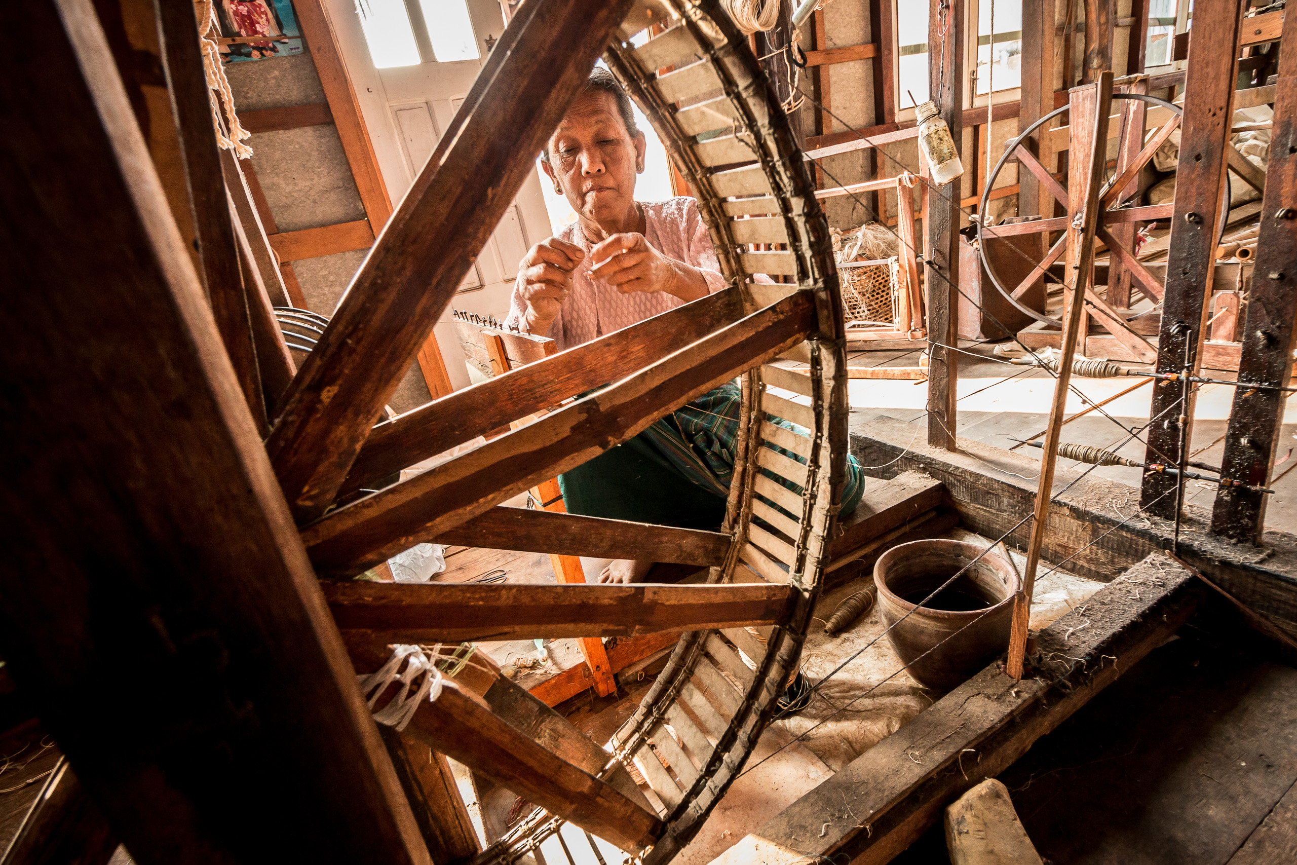 Myanmar Wooden Loom Photo Print