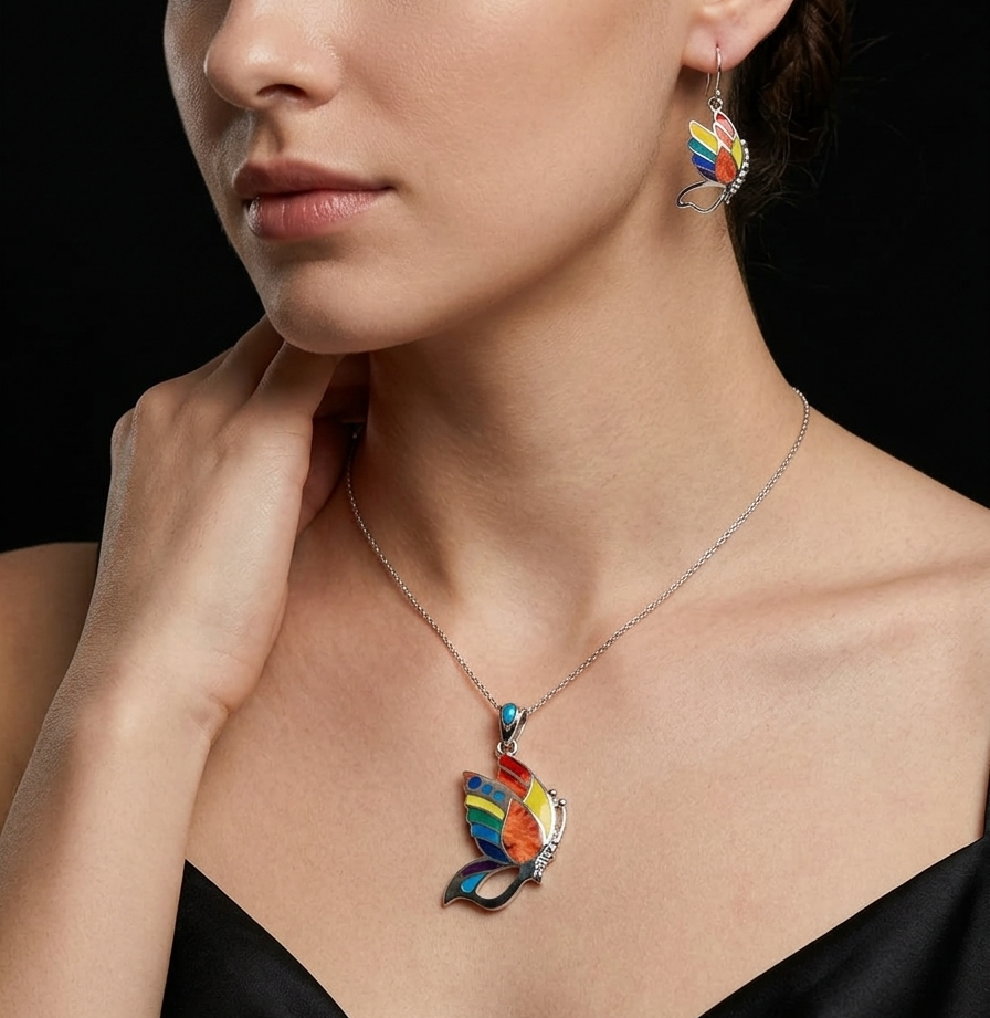 Conjunto Mosaico Mariposa — Plata Ley 950