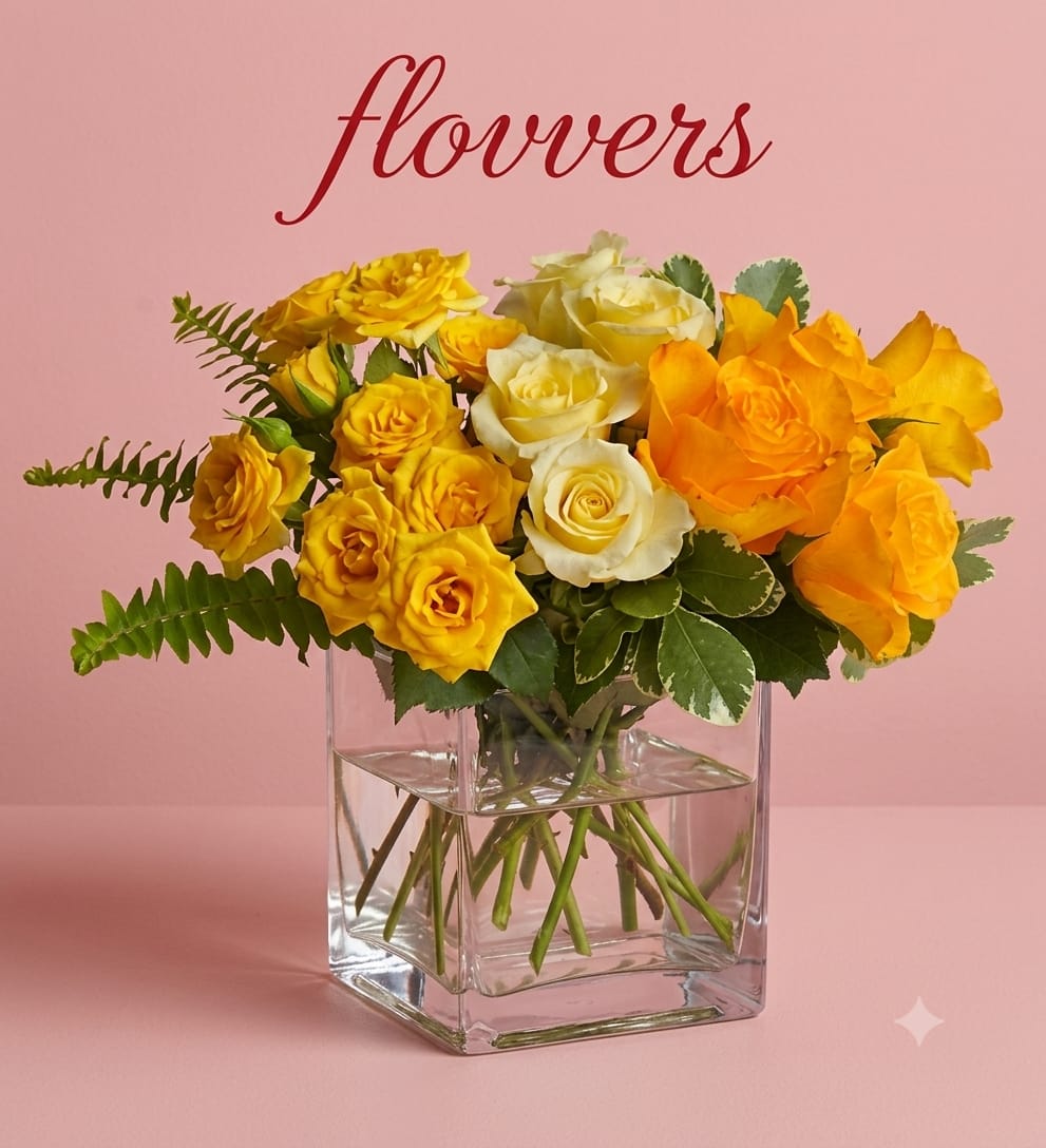 WIL-013 Yellow Rose and Fern Arrangement