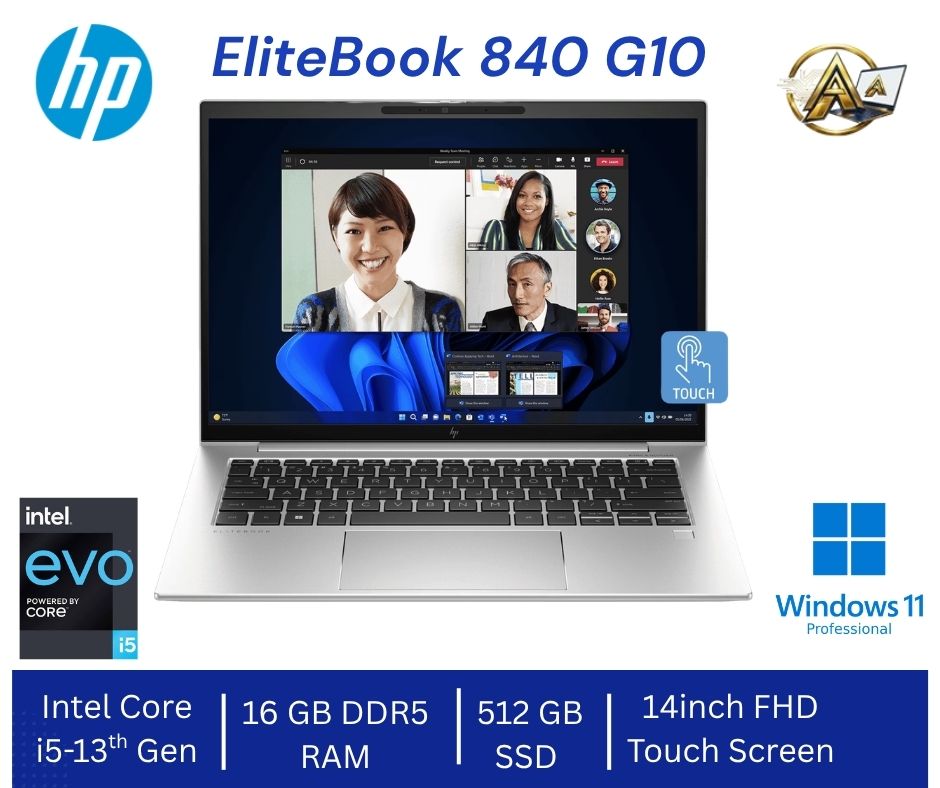 (used) HP EliteBook 840 G10 i5-13th Gen | 16GB RAM | 512GB SSD | 14" FHD Touchscreen | Windows 11 Pro | Business Laptop