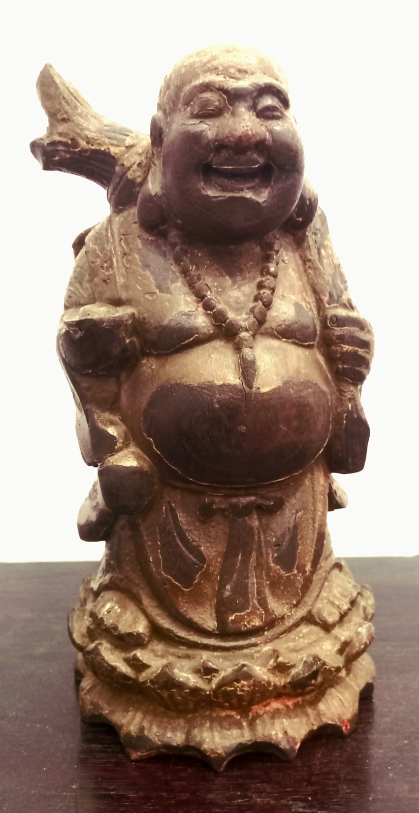 Antique Chinese Hand-Carved Wooden Monk Figure