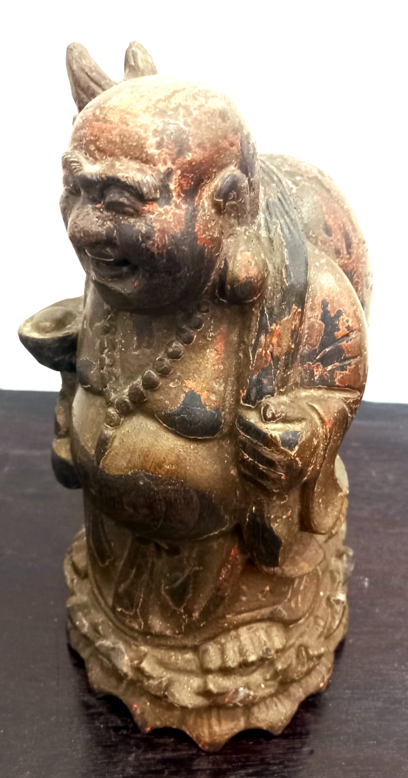 Antique Chinese Hand-Carved Wooden Monk Figure