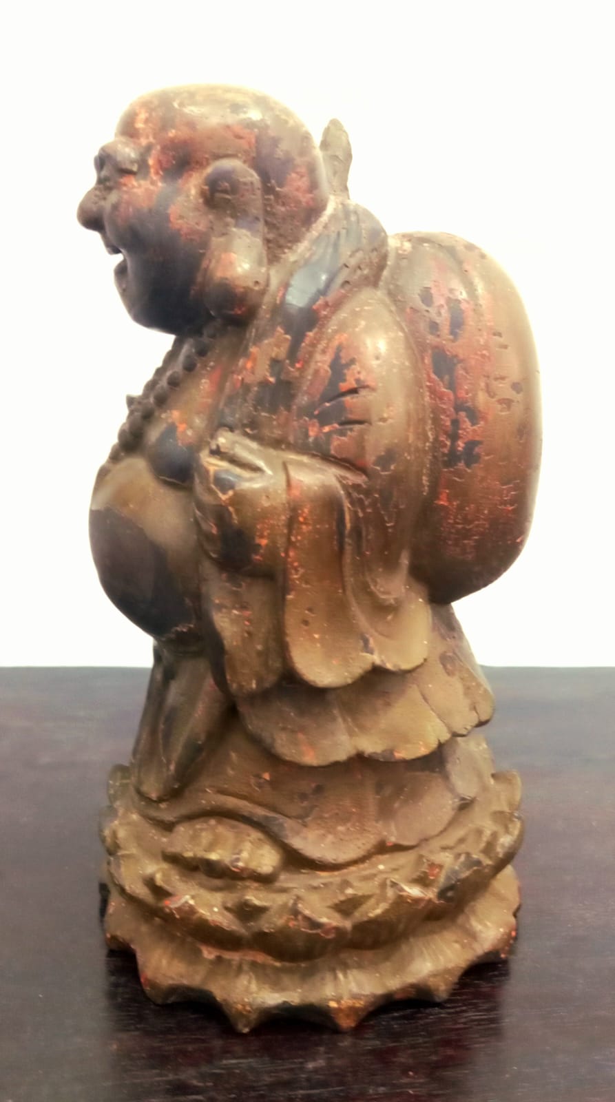 Antique Chinese Hand-Carved Wooden Monk Figure