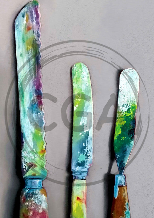'The Three Amigos' - Artist's Painting Knives Art Print