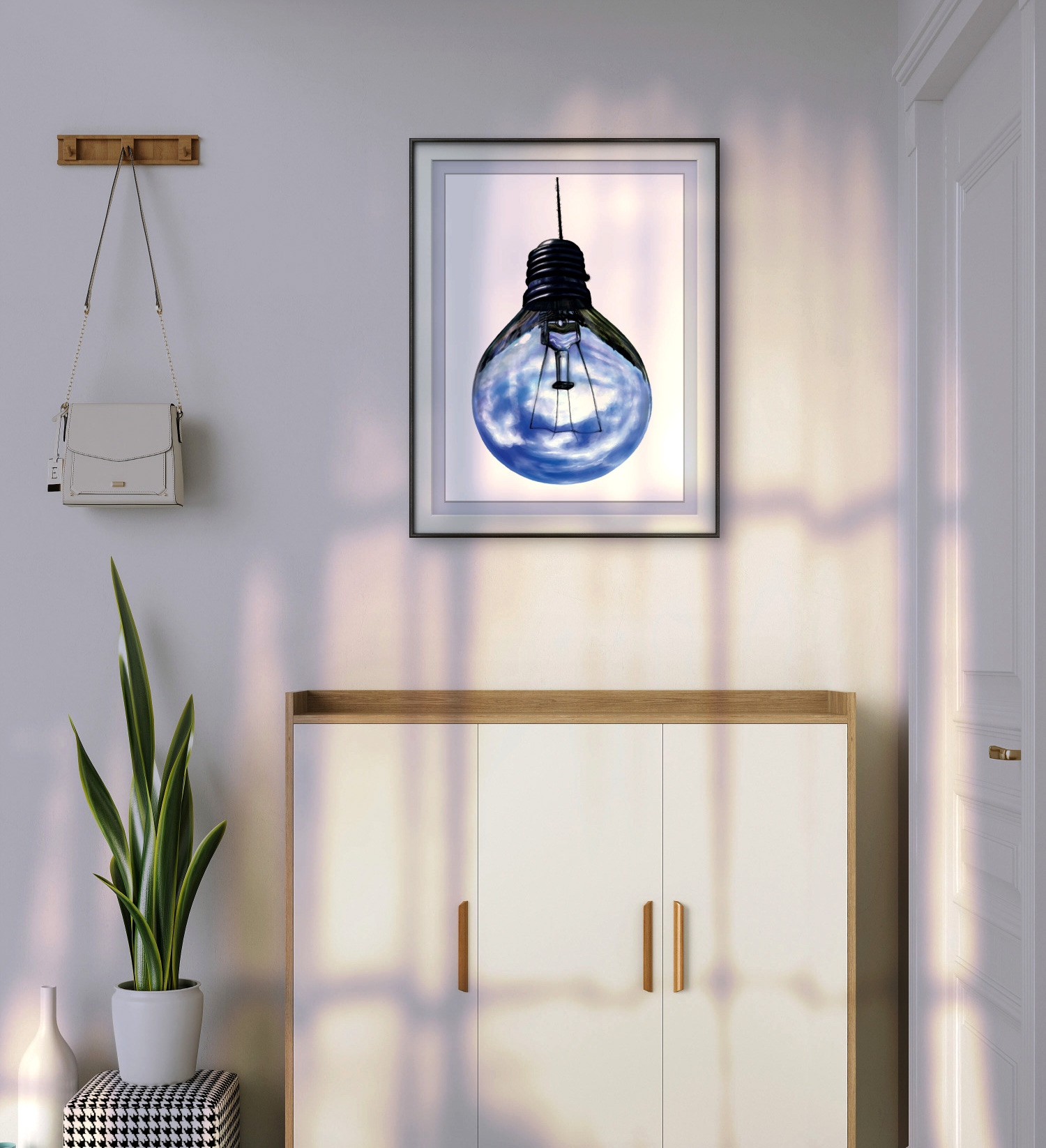 'Blue Sky Thinking' - Sky Reflection Light Bulb Art Print
