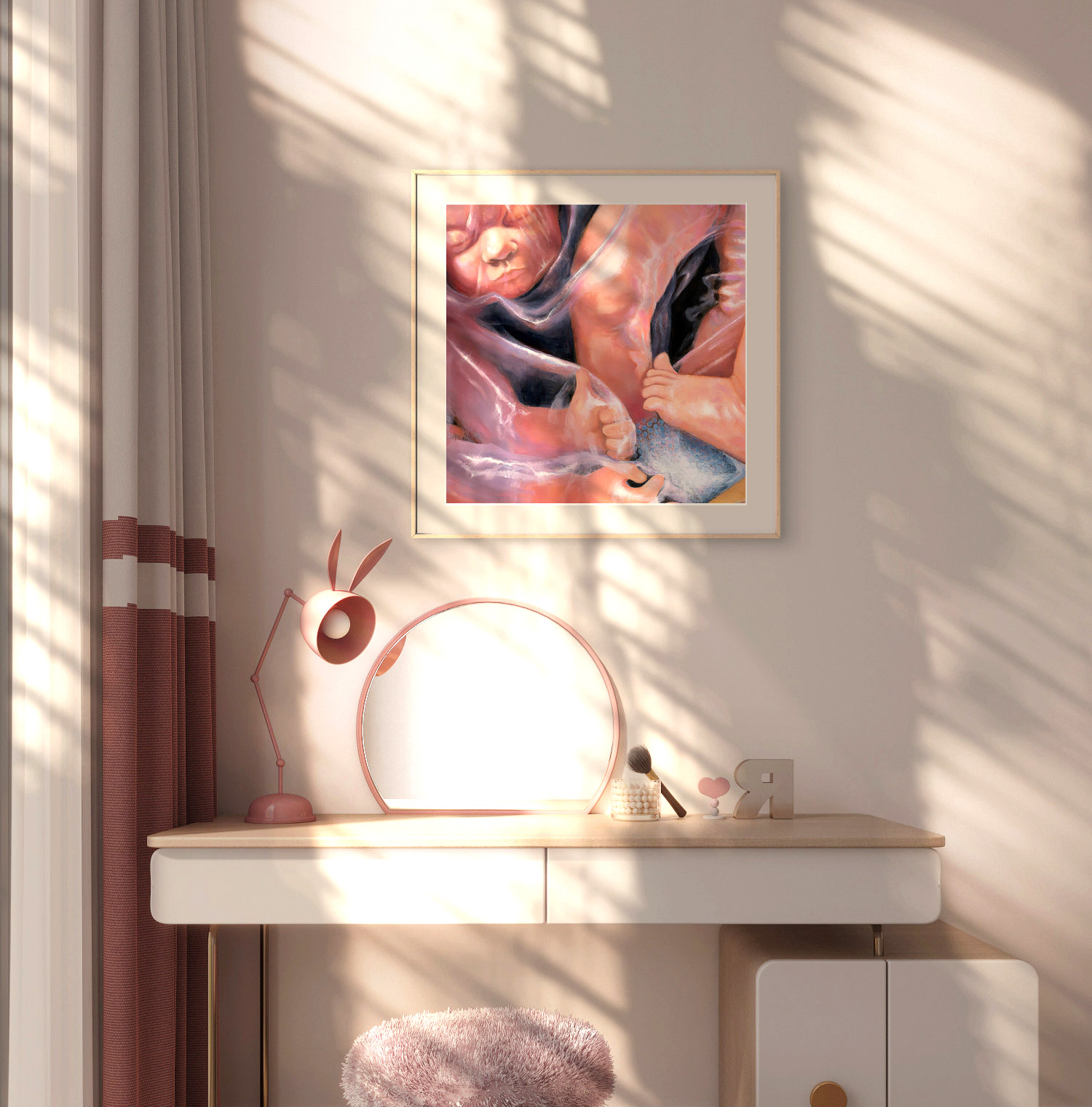 'The Special Delivery (detail #2)' - Plastic Wrapped Foetal Reborn Doll Art Print