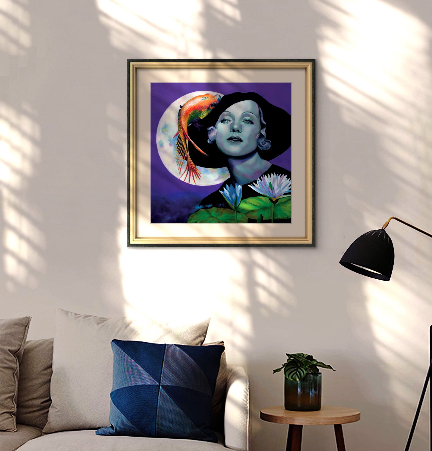 'Piscean Moon' - Celestial Zodiac Vintage Glamour Portrait Inspired Koi Carp Art Print