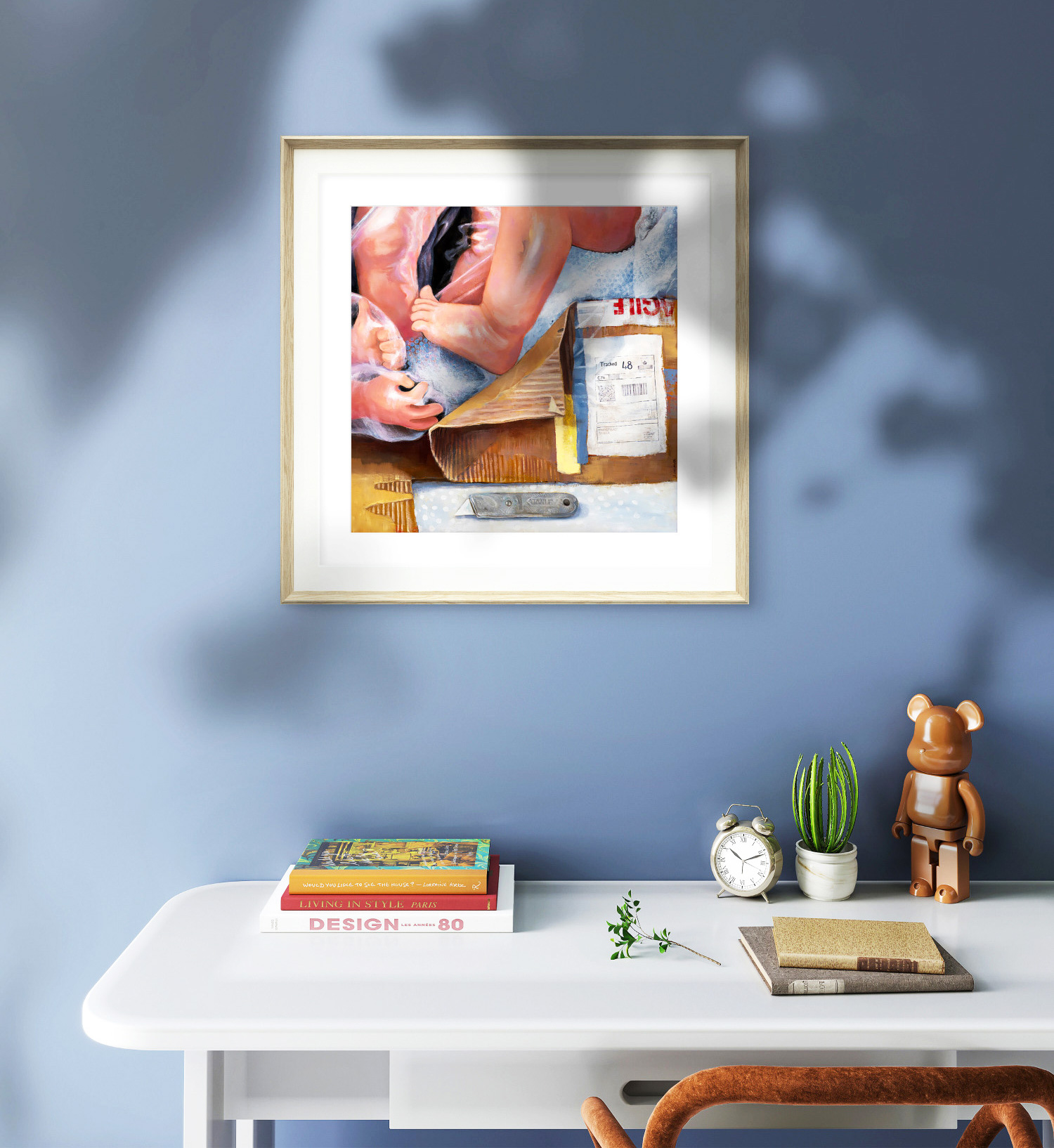 ' The Special Delivery (detail #1)' - Unboxing a Reborn Doll detail Art Print