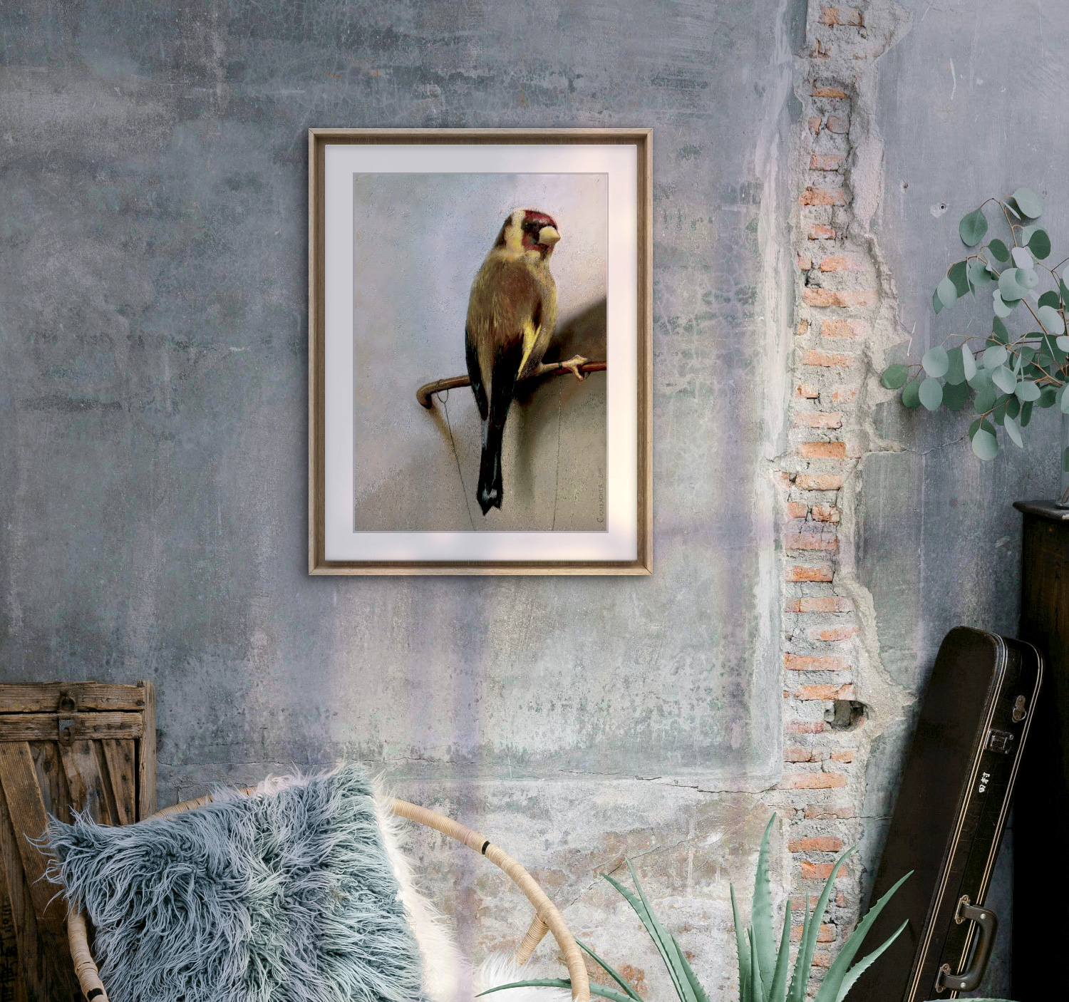 'The Goldfinch' - Modern Classical Goldfinch Bird Art Print