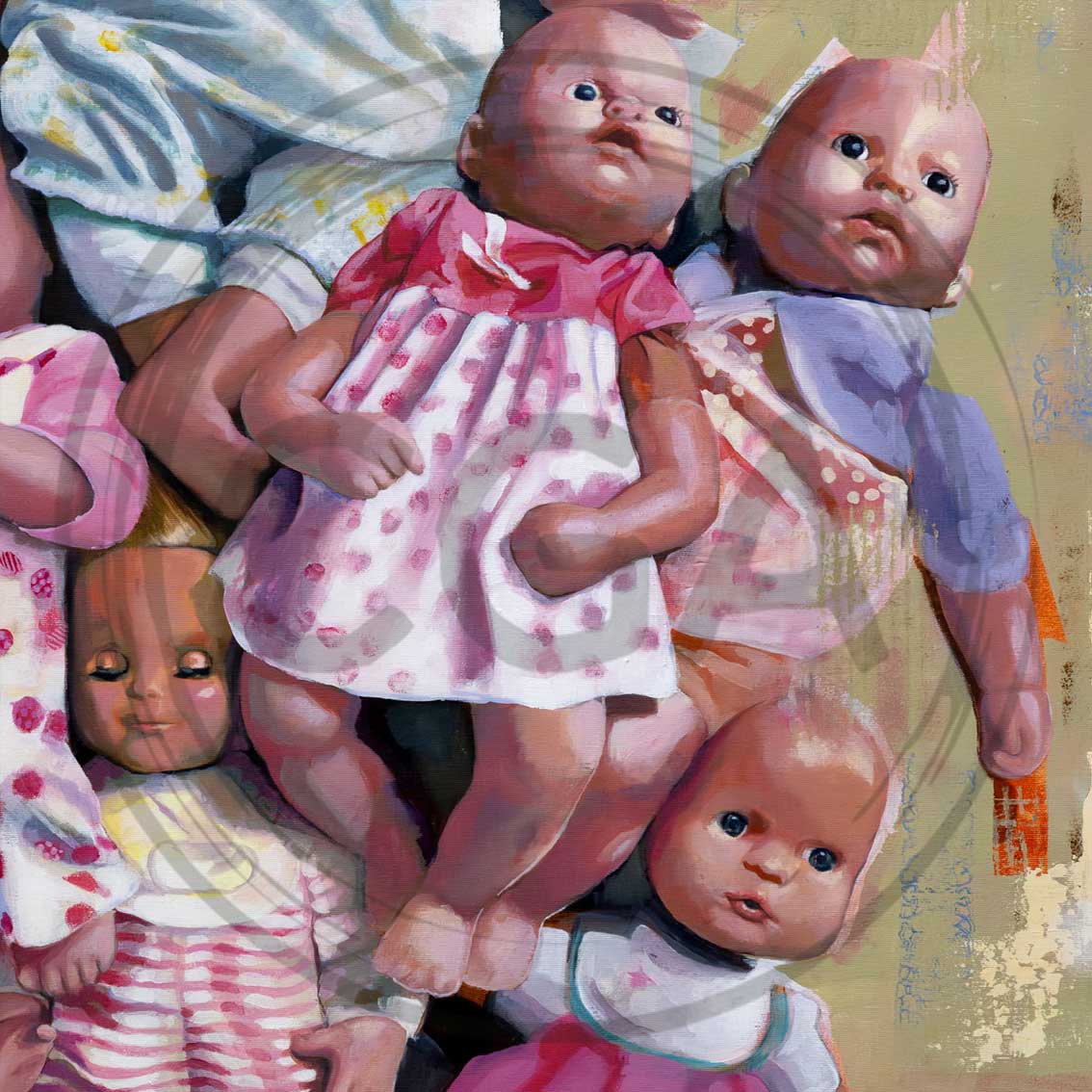 'Playthings' (detail #2) - Vintage Dolls detail Art Print
