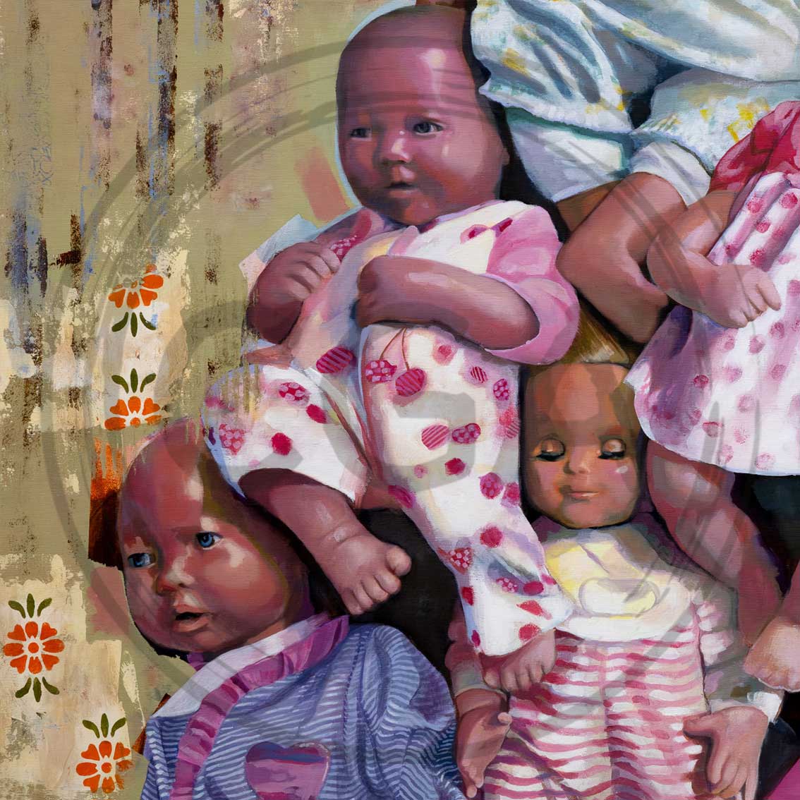 'Playthings' (detail #1) - Nostalgic Retro Baby Doll detail Art Print