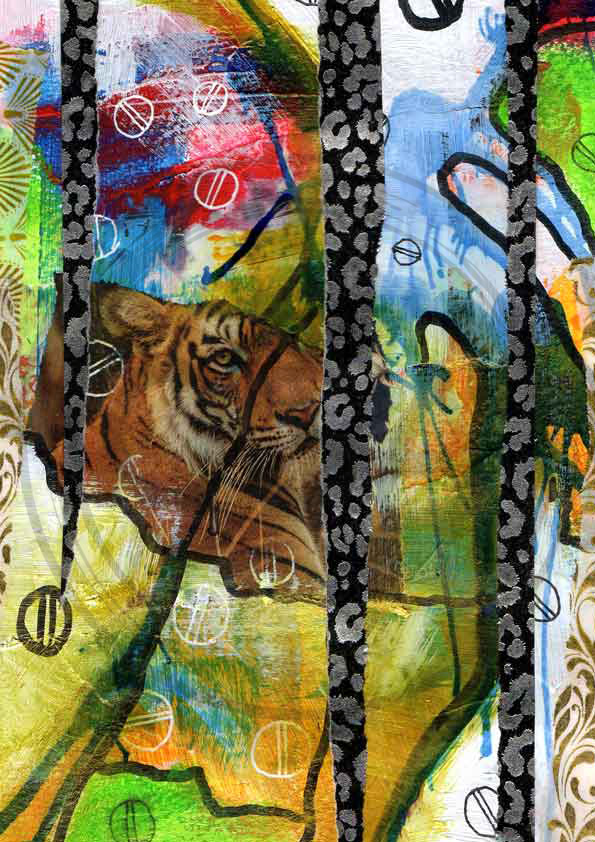  'Easy Tiger' - Wild Tiger Mixed Media Art Print