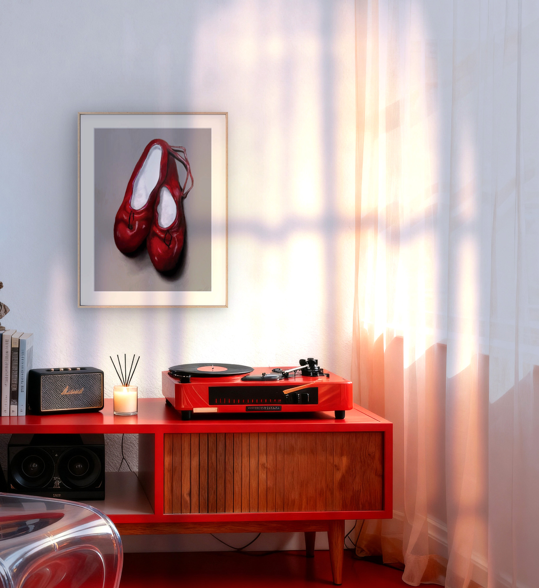 'The Red Shoes' - Elegant & Classic Red Ballet Dancing Shoes Art Print