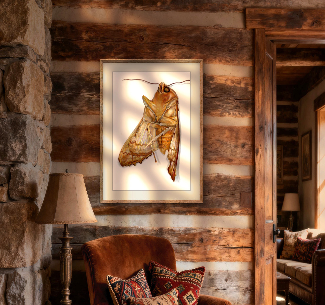 'Angleshade' - Eye Catching Realistic Moth Specimen Art Print