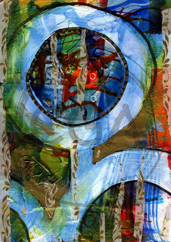 'Indigenous Vibe #2' - Bold Abstract Circles Mixed Media Art Print